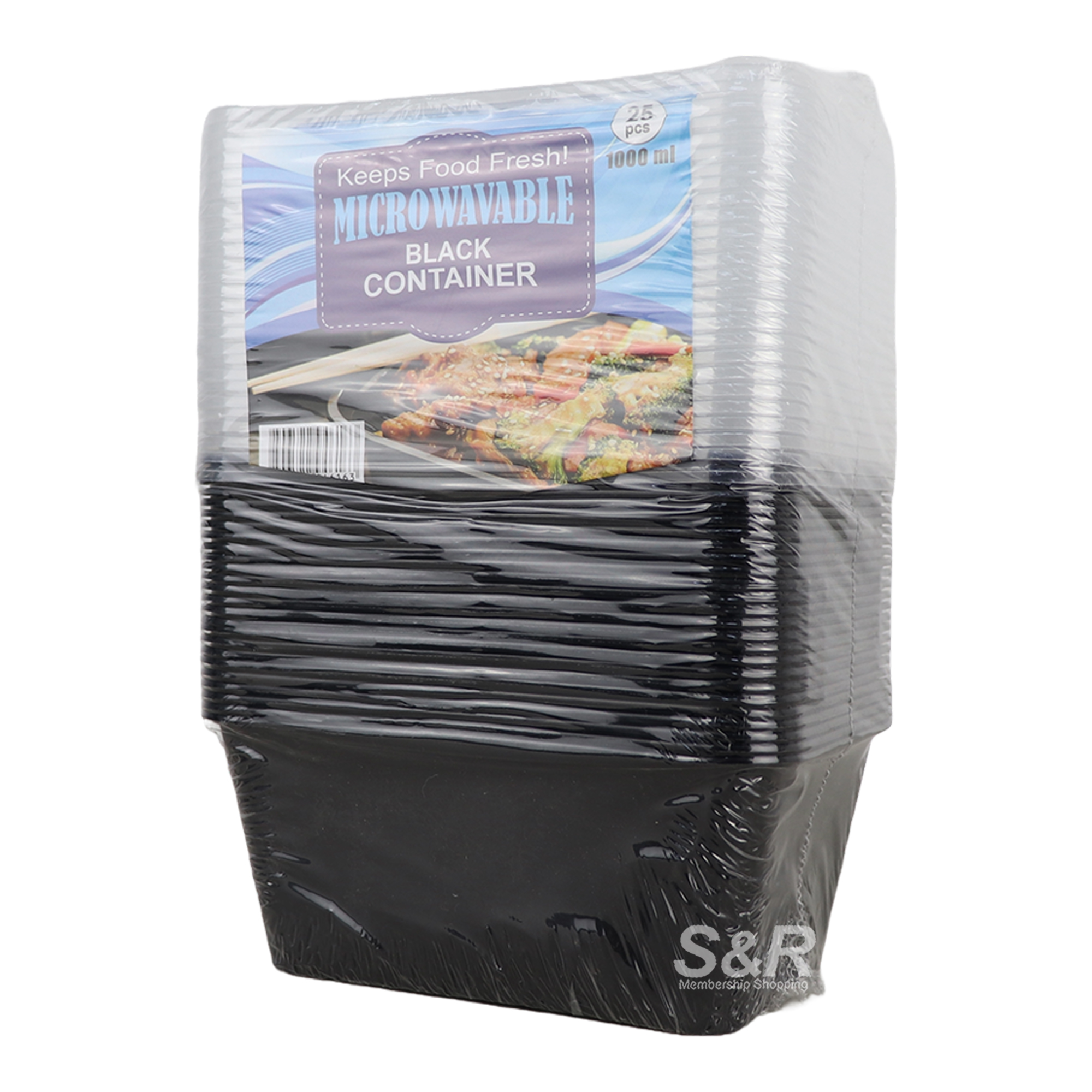 Carnival Microwavable Black Food Container 25pcs x 1L